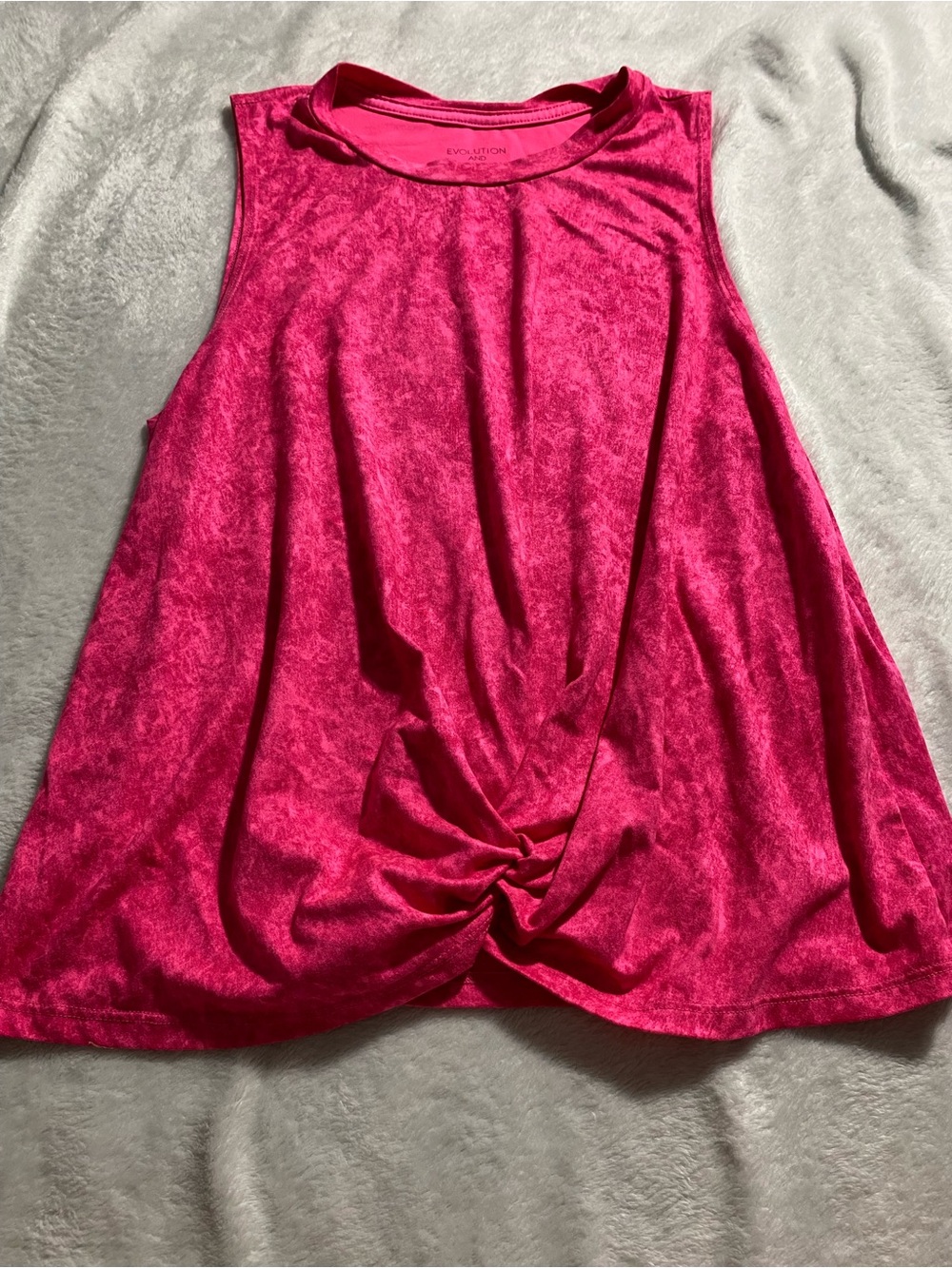 Evolution and Creation Hot Pink Twist-Front Sleeveless Tank